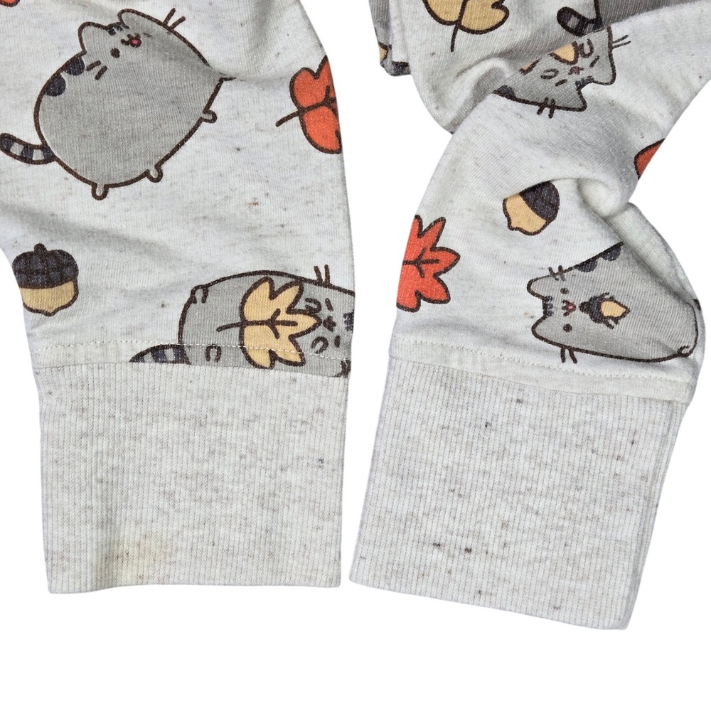 Pusheen Womens XS Sweatshirt Gray Autumn Fall Mushroom Acorn All Over Print - Picture 7 of 10